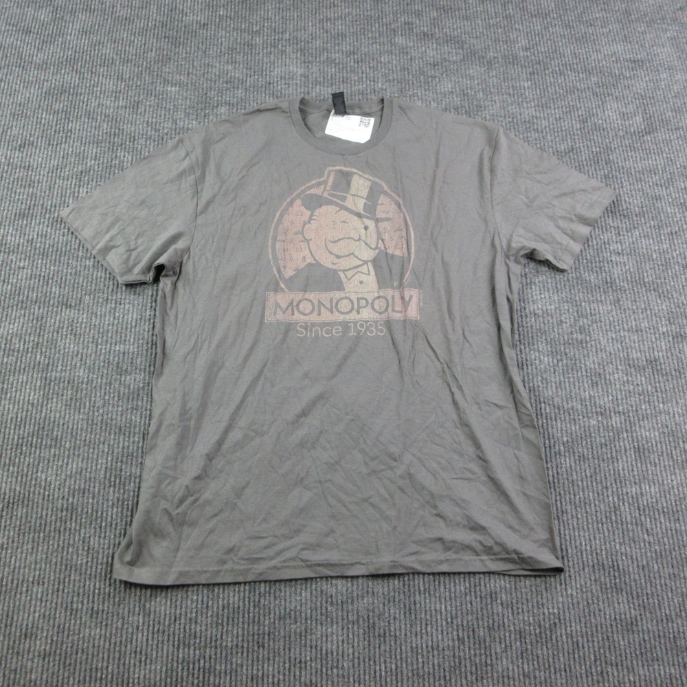 Mr. Monopoly Since 1935 Shirt Mens XL Gray Cotton Crew Neck Gildan Graphic Tee